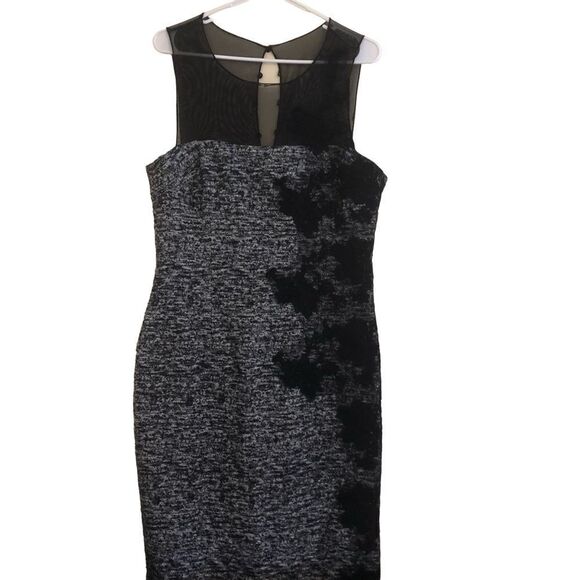 Saks Fifth Avenue Teri Jon by Rickie Freeman Sleeveless Shear Top Cocktail Dress - Picture 1 of 14